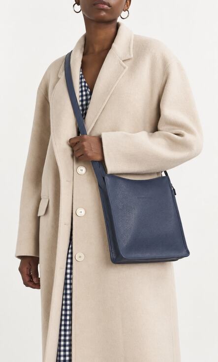 Longchamp Handbags - Longchamp 'Le Foulonne' Medium Leather Crossbody Bag in Navy
